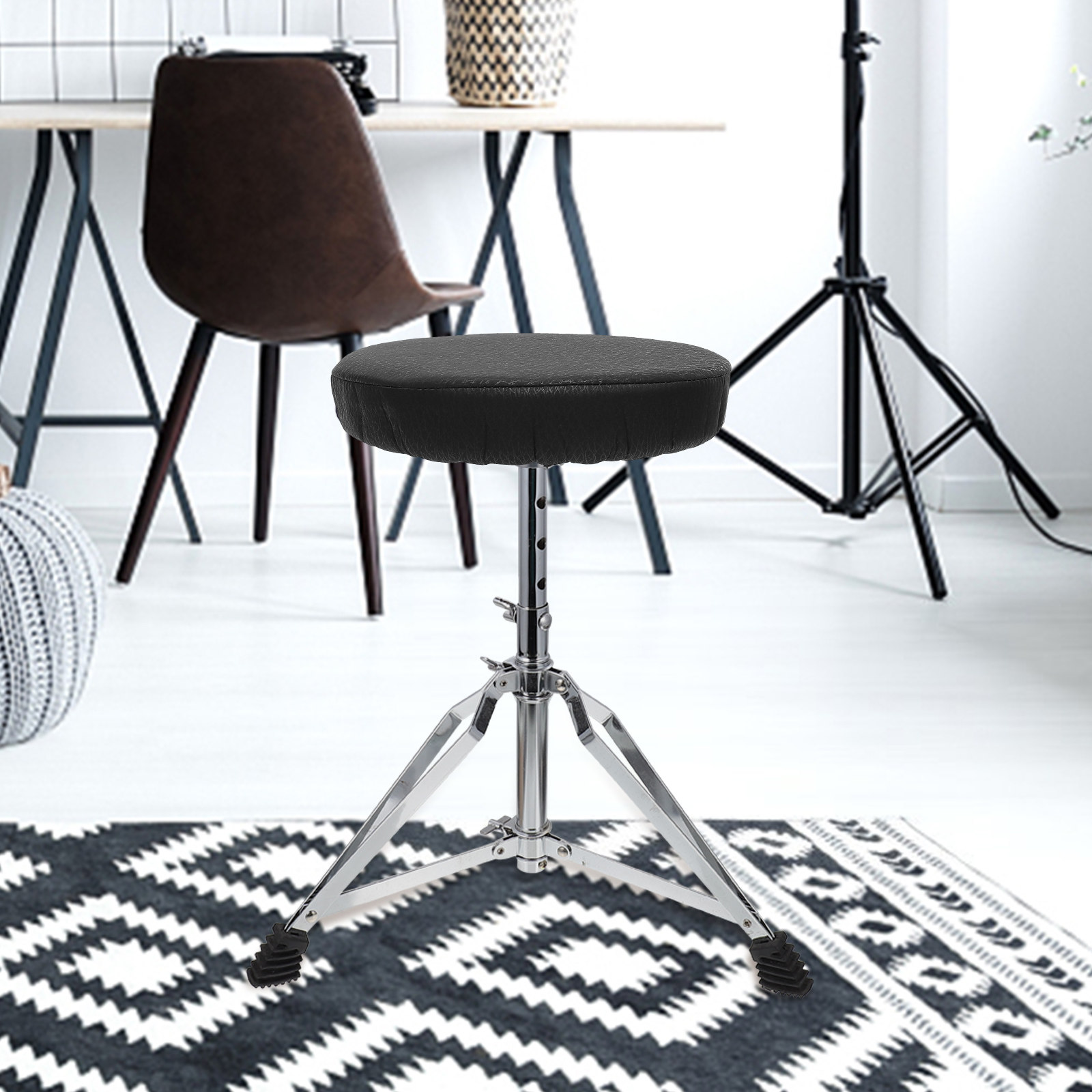 Office Stool - Super okrągły pokrowiec na stołek, czarny,