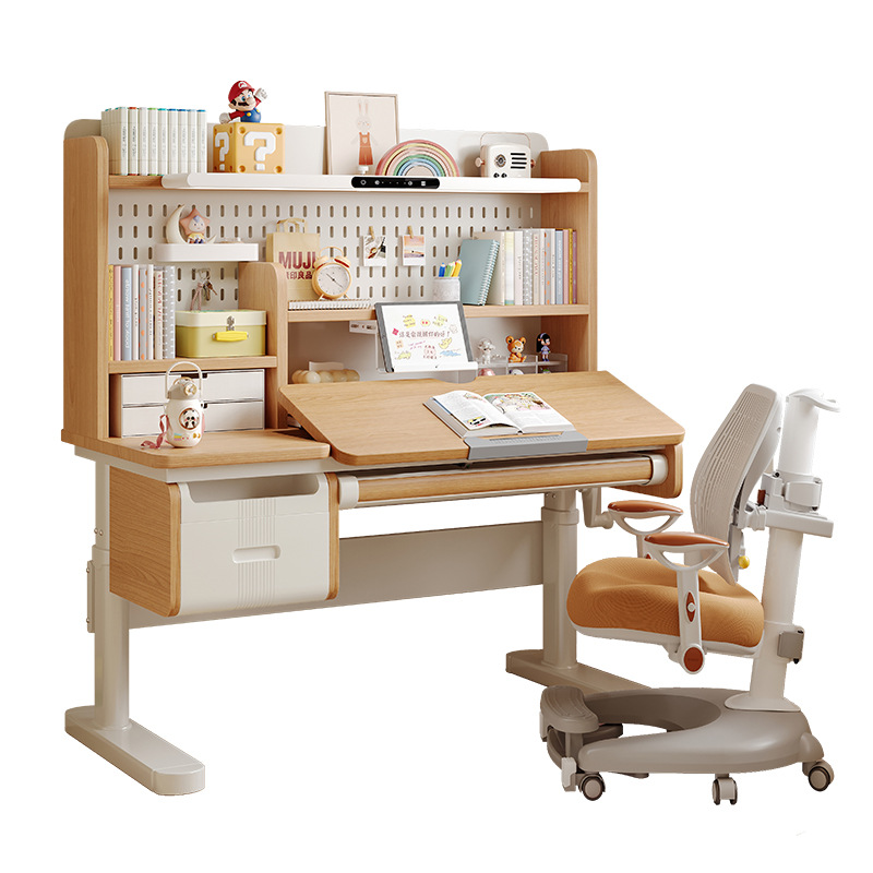 Desk Lamp - Solidny stolik do nauki z drewna,