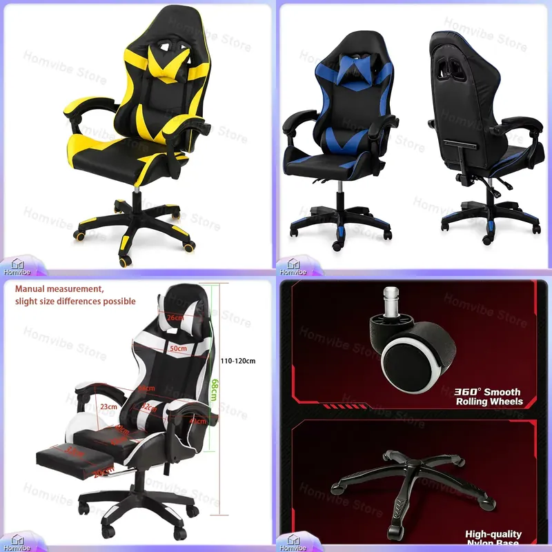 Office Chair - Ergonomiczne krzesło gamingowe z podnóżkiem, regulowane