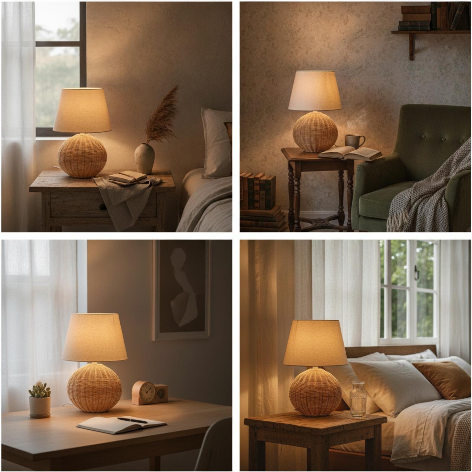 Lampka nocna z rattanową podst – Desk Lamp recenzja i cena