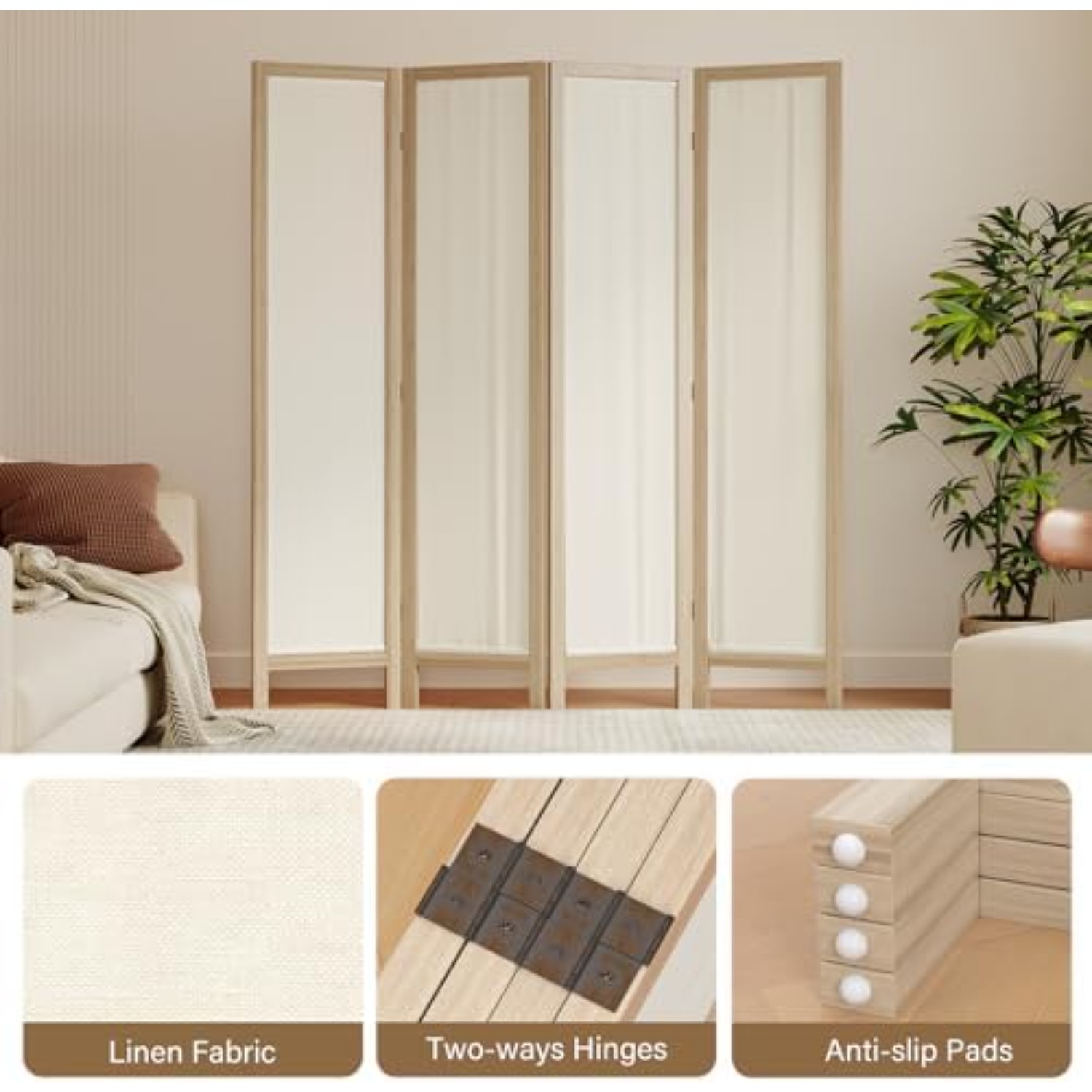 Parawan do pokoju z lnu, skład – Partition Screen Divider recenzja i cena